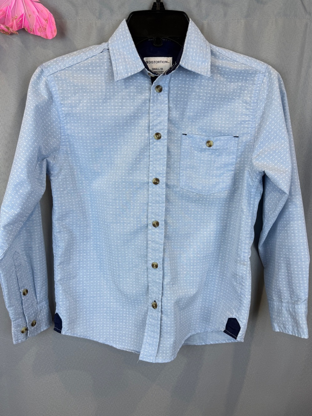 Distortion Button Down Long Sleeve Shirt- Size Small (8)